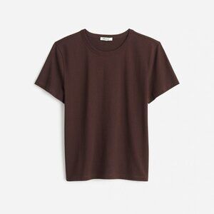 NWT Madewell Cotton Perfect Crewneck Tee in dark carob - S